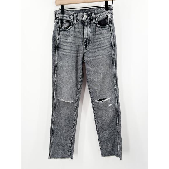 SLVRLAKE Hero Jeans Size 25 Midnight Rider NEW Distress High Rise Fray Straight - Picture 2 of 16